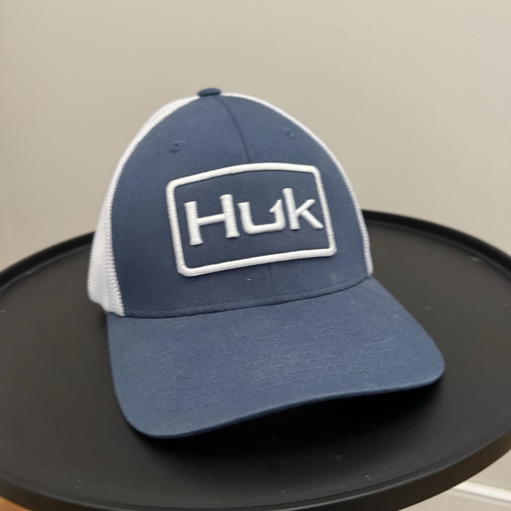 HUK Trucker Hat Mesh Back‎ Fishing Cap Outdoors Sportswear Blue L-XL